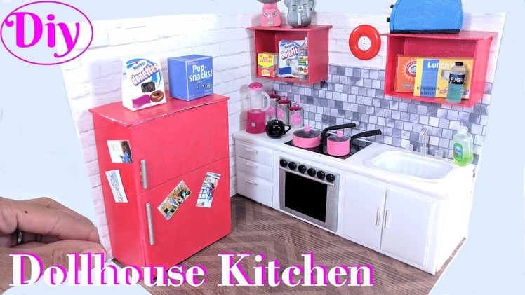 DIY Miniature Dollhouse Kitchen - with Fridge, Oven, & More