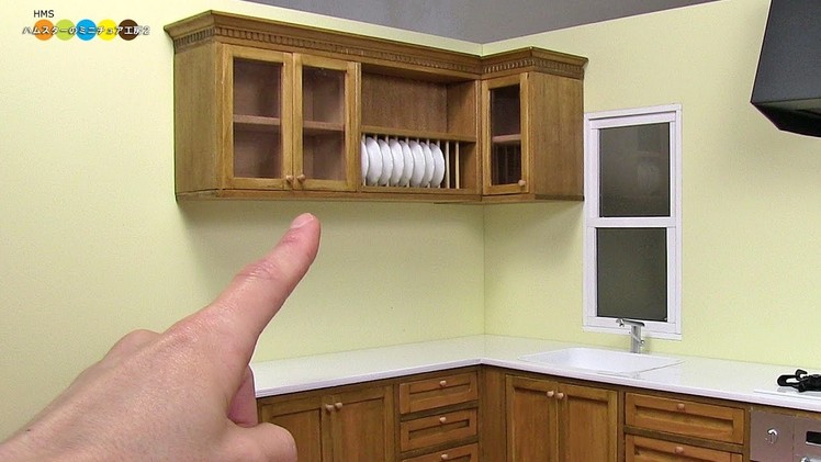 DIY Miniature Kitchen Wall Cabinet　ミニチュアキッチン吊戸棚作り