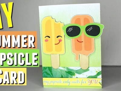 How To DIY Handmade Summer Themed Card Tutorial, Summer Cards Ideas Popsicle Stick Card DIY