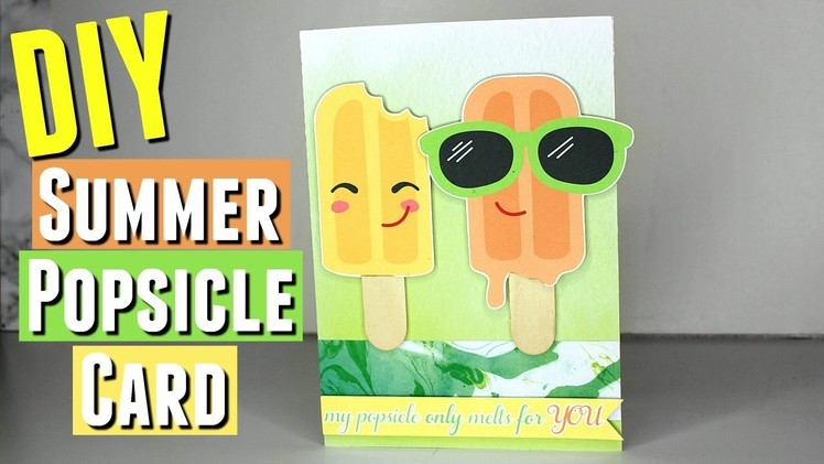 How To DIY Handmade Summer Themed Card Tutorial, Summer Cards Ideas Popsicle Stick Card DIY