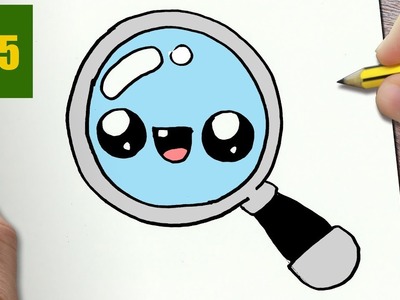 HOW TO DRAW A MAGNIFYING GLASS CUTE, Easy step by step drawing lessons for kids
