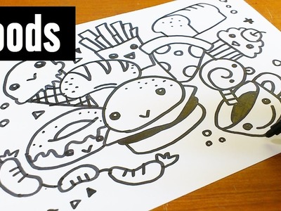 How to draw cute & kawaii doodle ! Foods doodle for kids