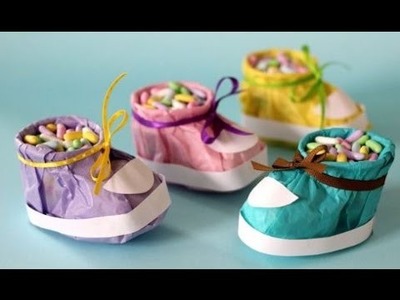 How to Make Baby Shower Booties Out of Tissues - Making Baby Shower Booties - Tutorial Video
