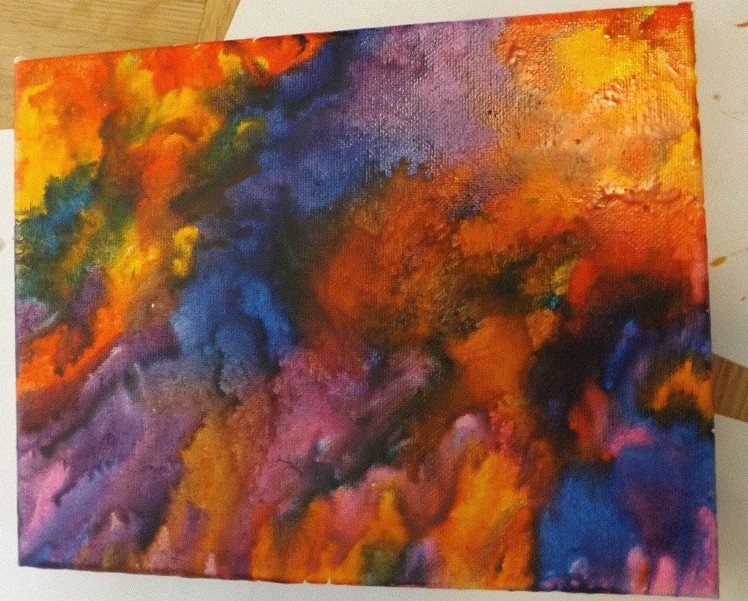 How to melted wax crayons on canvas- DIY (technique 2)