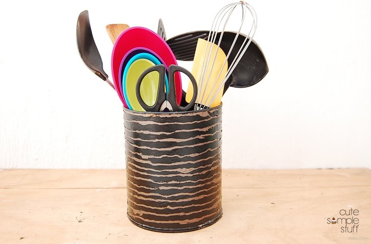 How to turn a can into a spoon holder or vase