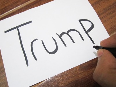 How to turn words DONALD TRUMP into a Cartoon ! Learn drawing art on paper for kids