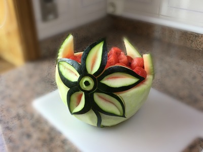 HOW YOU SCULPT A FLOWER IN WATERMELON -  Model 4 By J  Pereira Art Carving