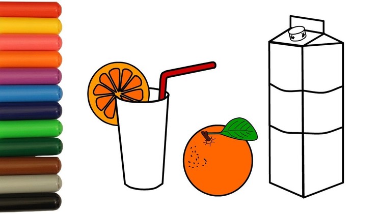 Orange Juice Coloring Pages How to Color with Colored Markers for Toddlers