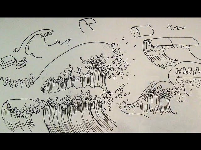 Pen & Ink Drawing Tutorials | How to draw ocean waves of a seascape