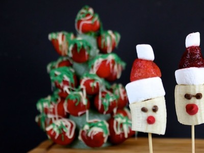 Strawberry Christmas Tree & Fruit Santas | Chocolate Covered Strawberries
