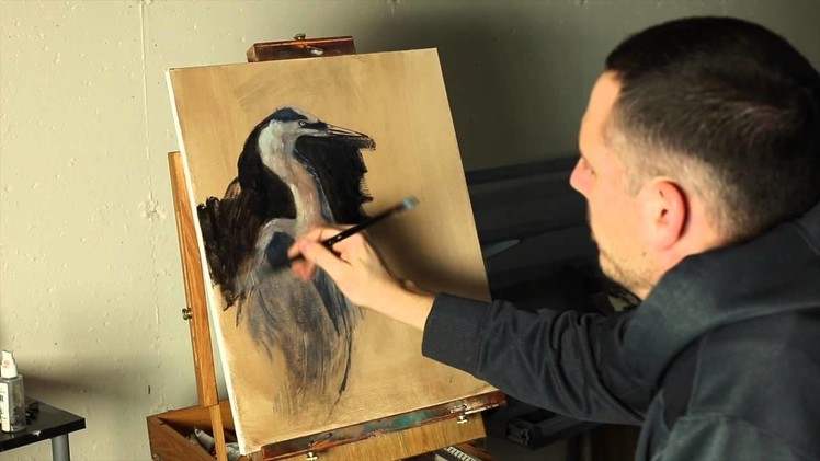 Time lapse acrylic painting of a Blue Heron by Tim Gagnon