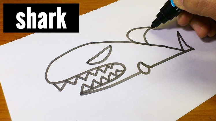 Very Easy !  How to Draw Cute Doodle Using Letters "SHARK" for kids!  Let's Learn drawing