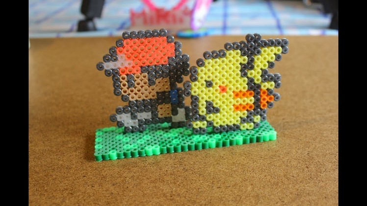 Ash and Pikachu (Pokemon Yellow) - Made with Perler Beads