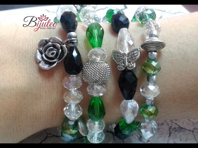 Beautiful stretchy bracelet with charms - tutorial