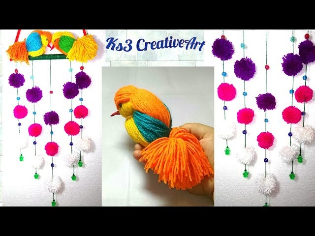 DIY Woolen Birds Wall Hanging for Home Decoration | Woollen Bird making | Room decor