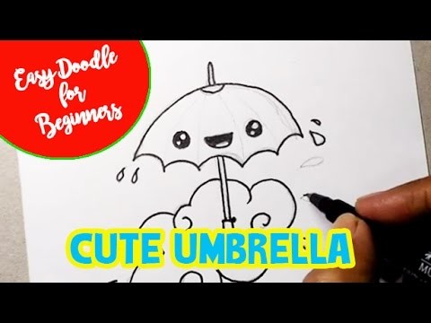 Easy Doodle for Beginners - How to Draw An Umbrella - Kawaii Character