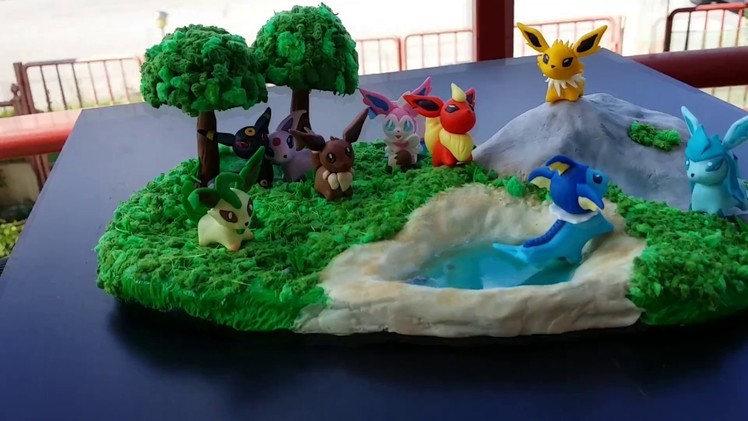 Εevee evolution polymer clay pokemon diorama