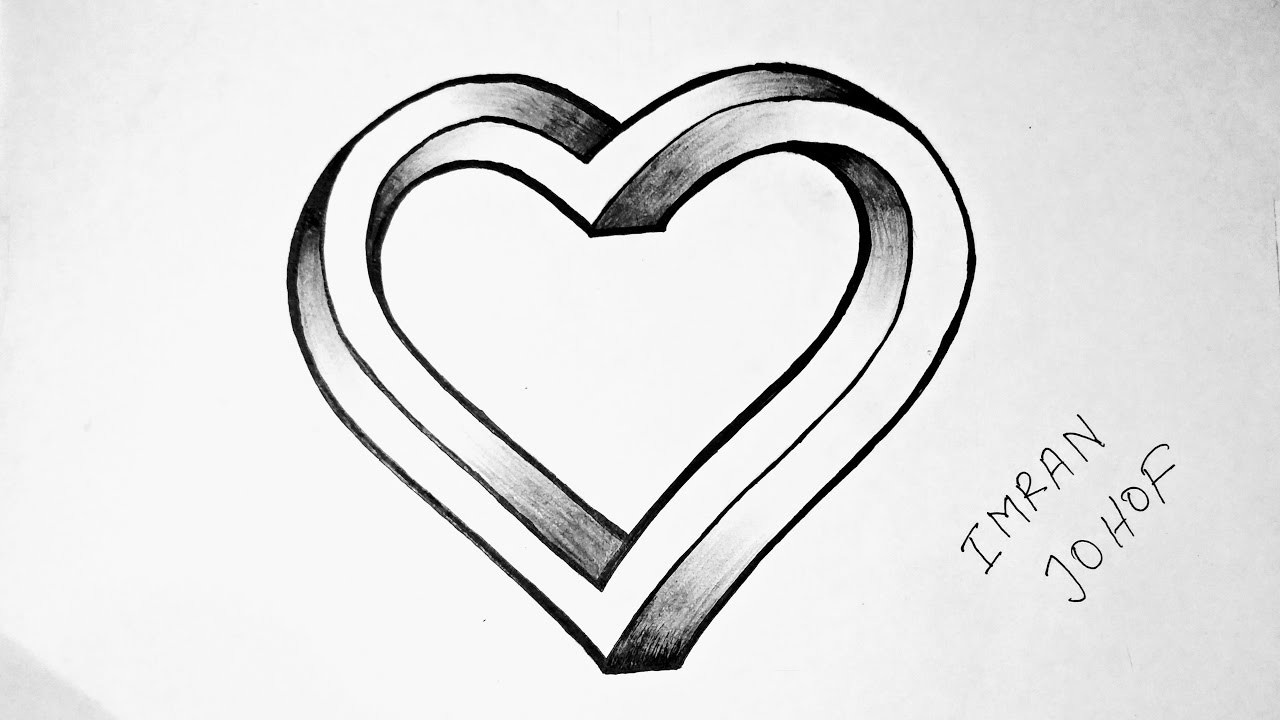 3d heart sketch line