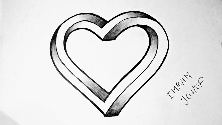 How To Draw a 3D Heart Shape ( Not Impossible) Easy
