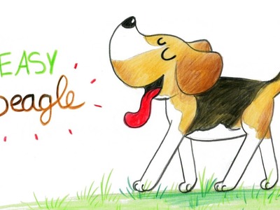 HOW TO DRAW A BEAGLE DOG (EASY WAY). COMMENT DESSINER FACILEMENT UN CHIEN BEAGLE