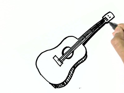 How to draw a Guitar- in easy steps for children. beginners