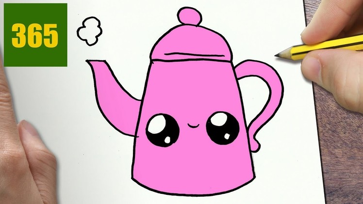 HOW TO DRAW A TEAPOT CUTE, Easy step by step drawing lessons for kids