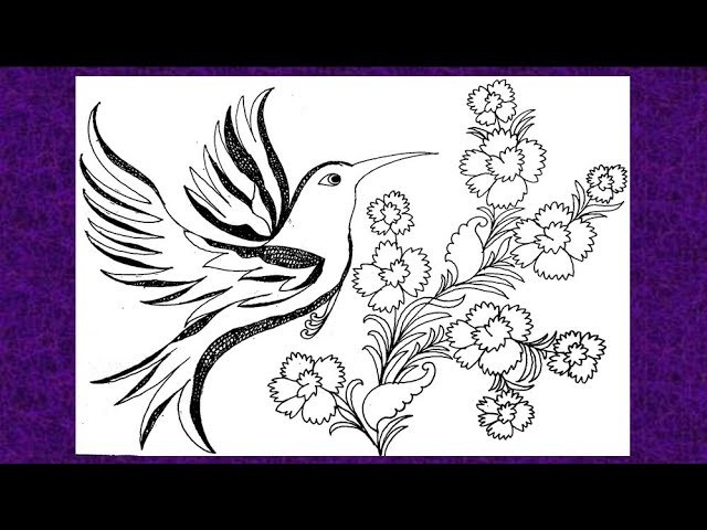 How To Draw Flying Bird And Flower