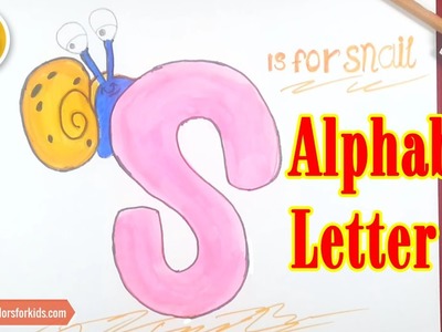 How to draw Letter S Is For Snail - Alphabet Letter Figurine 45