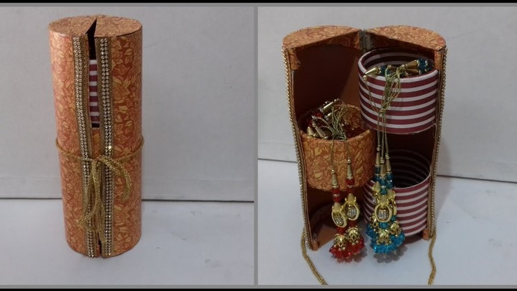 How to make bangles || jewellery box at home with waste materials || best out of waste