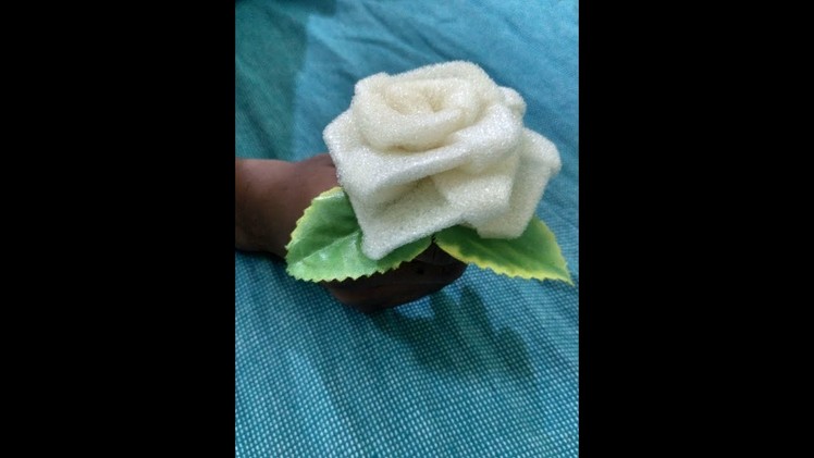 How to make beautiful flower using wast sponge cloth.sponge ல் அழகிய பூவை செய்வது எப்படி?
