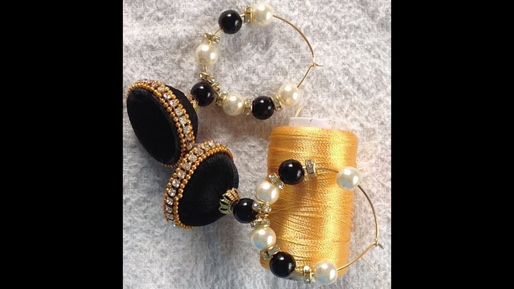 How to make designer silk thread handmade jhumka earring I DIY jhumka and hoop earring