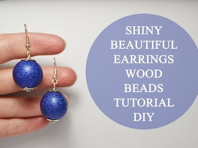 Beautiful Blue Wooden Earrings Painting Beads Tutorial DIY