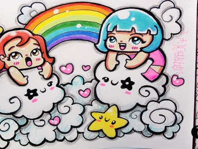♥ Girls in the Kawaii Sky ♥ Hello Doodles ♥ Easy Drawings by Garbi KW