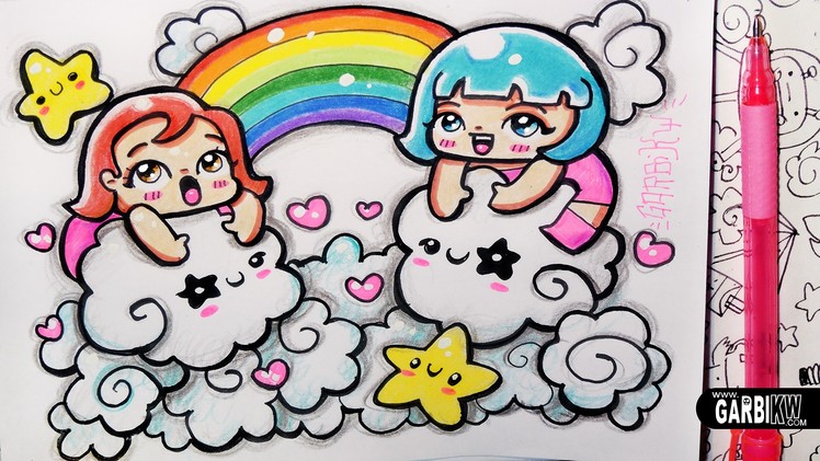♥ Girls in the Kawaii Sky ♥ Hello Doodles ♥ Easy Drawings by Garbi KW