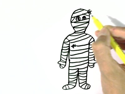 How to draw A Mummy - in easy steps for children. beginners