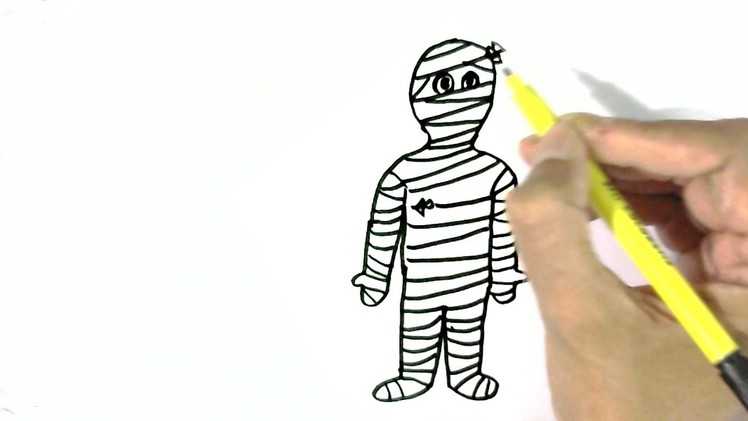 How to draw A Mummy - in easy steps for children. beginners