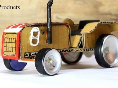 How to Make cardboard electric Tractor - TUK-TUK Tractor Toy!