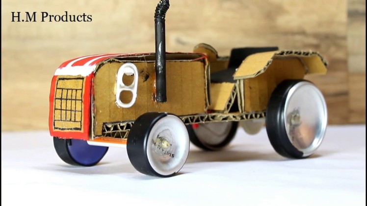 How to Make cardboard electric Tractor - TUK-TUK Tractor Toy!