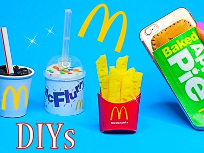 5 McDonalds DIY Crafts {Easy}! Miniature Notebook,Pen,Phone Case,Food Slime DIYs-DIY School Supplies