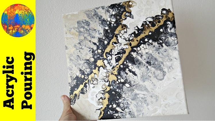 Black, white and gold collaboration YT challenge (DebyAtAcrylicPouring)