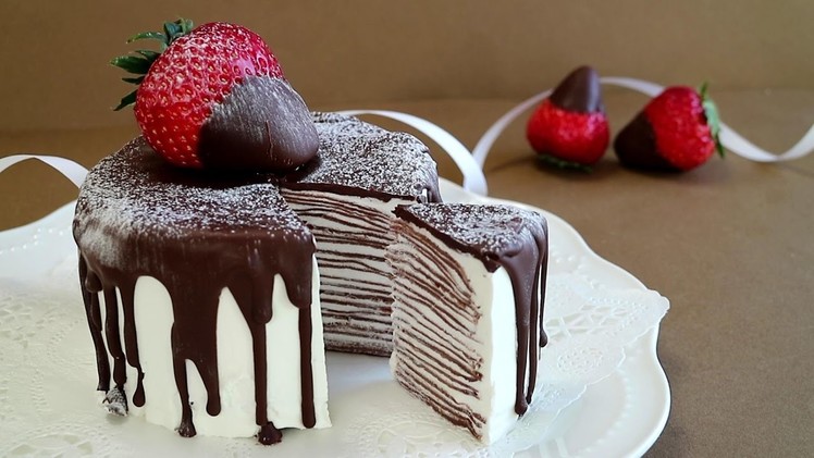 Chocolate crepe cake チョコミルクレープ フライパンで本格ケーキ♪