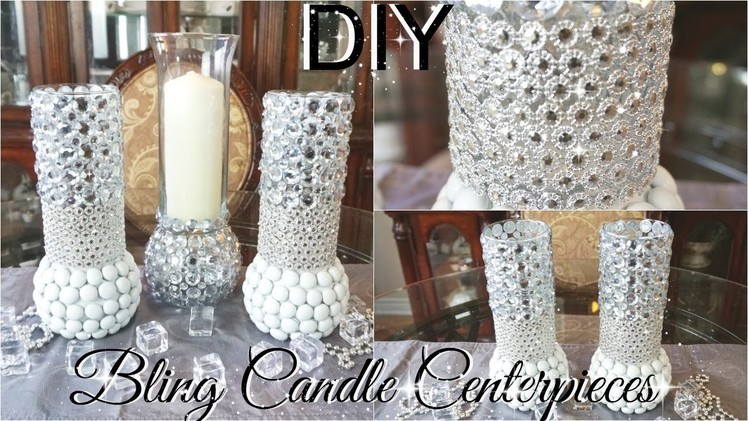 DIY BLING CENTERPIECE CANDLE HOLDERS WITH KINGSO DIAMOND MESH WRAP PETALISBLESS ????