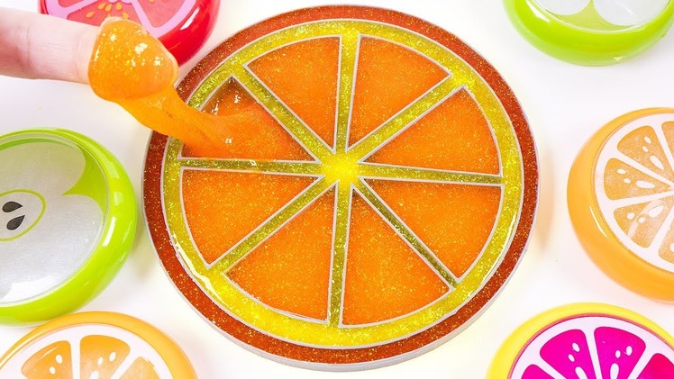 DIY How to Make Pearl Glitter Slime Orange Learn Colors for Kids Children