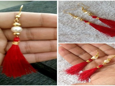 DIY silk thread Tassel earring