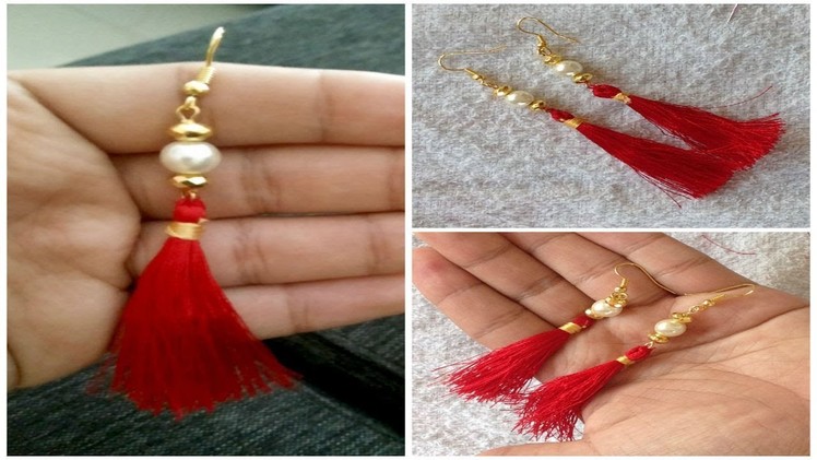 DIY silk thread Tassel earring
