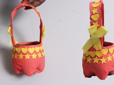 Easy Way To Make Mini Basket with Cool Drink Bottles - DIY Crafts