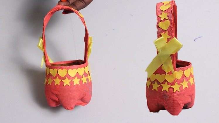 Easy Way To Make Mini Basket with Cool Drink Bottles - DIY Crafts