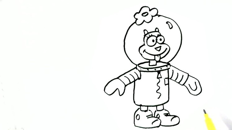How to draw Sandy Cheeks-SpongeBob SquarePants easy steps for children. beginners