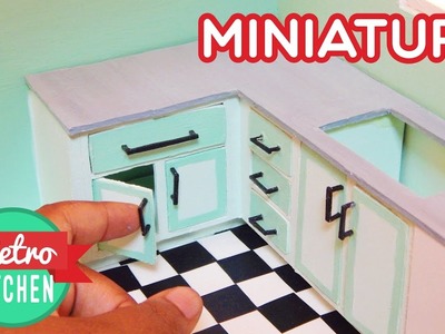 Kitchen Counters and Cabinets | Retro Miniature Kitchen Room Box 1:12