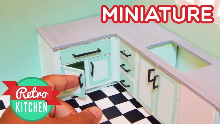 Kitchen Counters and Cabinets | Retro Miniature Kitchen Room Box 1:12